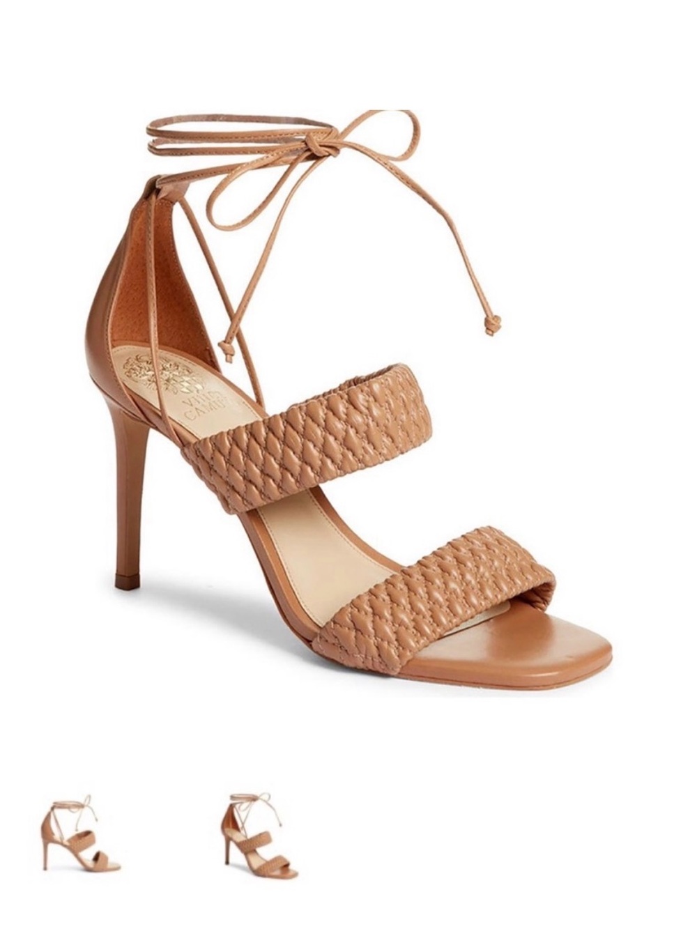 Vince Camuto Woven Ankle-Tie Sandal - Tan